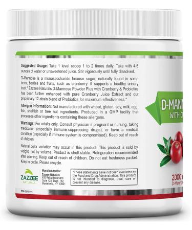D-Mannose Powder Plus with Probiotics, Cranberry Juice, Free Scoop | 67 Servings, 6.5oz | Vegan, Non-GMO, All-Natural - Buy Online on GoSupps.com