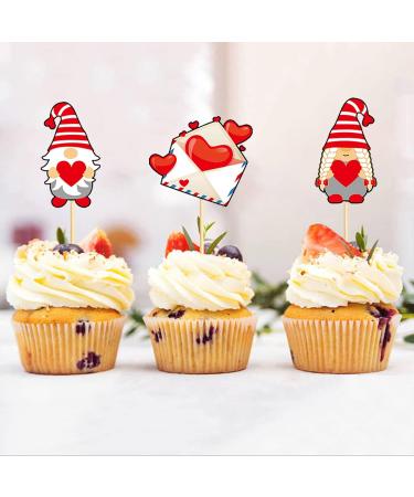 32 Pieces Valentine's Day Cupcake Toppers Love Heart Cake Decorations for Love Theme Wedding Engagement Party Favor Supplies - Buy Online on GoSupps.com