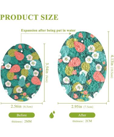 3-Pack Cleaning Kitchen Sponges Oval Red Berries Green Leaves Kitchen Cellulose Dishwashing Wood Pulp Cotton - Buy Online on GoSupps.com