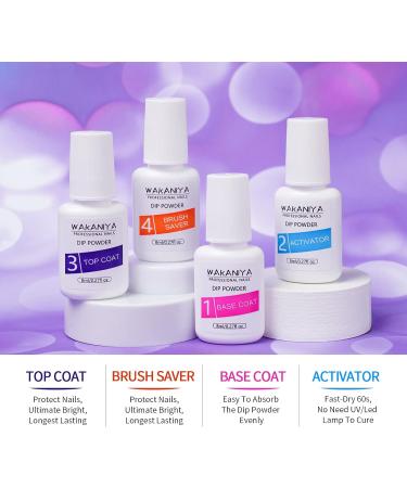 Dipping Powder Nail Kit - 12 Color Set for DIY & Salon Manicure - wakaniya Starter Kit with Base, Top Coat, Activator, Brush, Saver - Clear, White, Nude, Silver French Dip System - Buy Online on GoSupps.com