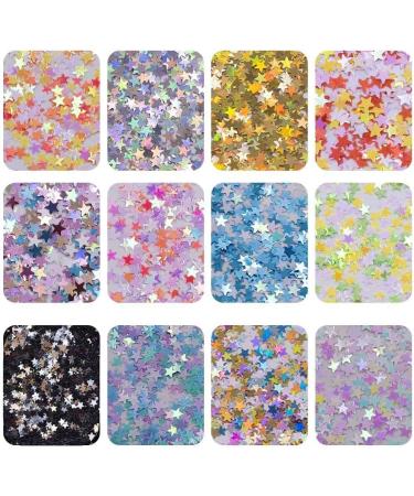 Buy EBANKU Star Glitter Confetti - 24 Boxes Holographic Sequins for Nail Art | Colorful 3D Laser Glitter Decals - Buy Online on GoSupps.com