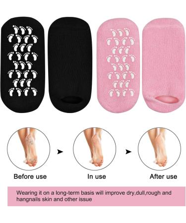 Moisturizing Gel Socks - 2 Pairs with Vitamin Infusion for Dry Skin Repair | Black & Pink Spa Socks - Buy Online on GoSupps.com