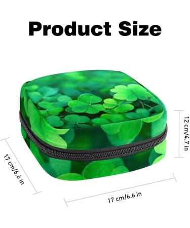Women's Napkin Storage Bag - Green Four-Leaf Clover | Portable Menstrual Cup & Tapes - Ideal for First Periods - Buy Online on GoSupps.com