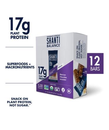 SHANTI BALANCE Mexican Chocolate Mulberry Bars - 17g Plant Protein, Gluten-Free Superfood | 12 Count - Buy Online on GoSupps.com