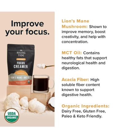 Rising Tide Focus Vegan Creamer with Lions Mane Mushroom & MCT Oil - 8.04 oz | Non-Dairy Superfood Creamer for Coffee | Keto & Paleo Friendly - Buy Online on GoSupps.com