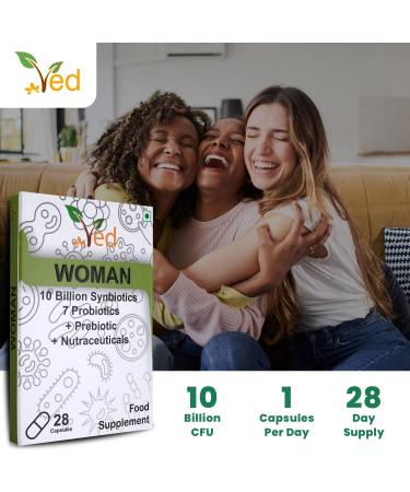 Ved Woman Complex Probiotics and Prebiotics Complex - 10 Billion CFU - 20 Live Bacterial Cultures - 28 Probiotic Complex Capsules for Woman- Lactobacillus crispatus Silicon Dioxide. - Buy Online on GoSupps.com