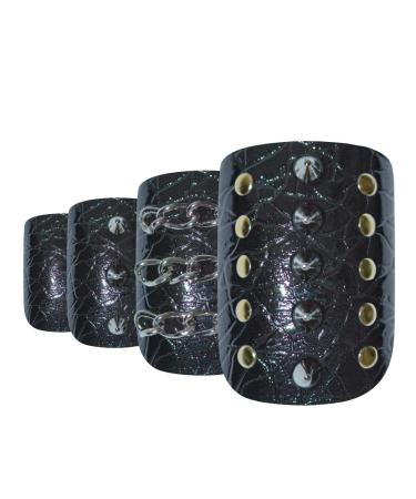 Buy False Nails Bling Art Black Punk French Squoval - 24 Medium Acrylic Tips for Stunning Nail Art - International Shipping Available - Buy Online on GoSupps.com