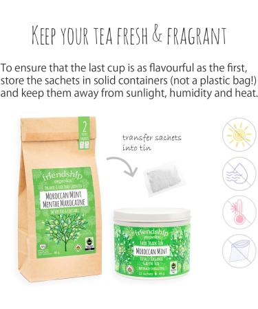 Friendship Organics Moroccan Mint Tea Bags Organic and Fair Trade Green 44 Count - Buy Online on GoSupps.com