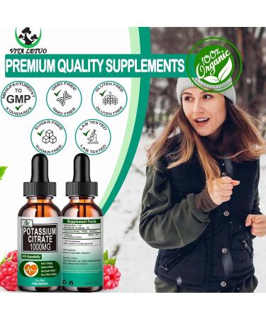 Potassium Citrate Liquid Drops Potassium Supplement 1000mg Liquid Support Muscle Cramp Relief Heart Health and Sleep Highly Absorbable for Adults Women & Men Vegan 30 Servings - Buy Online on GoSupps.com