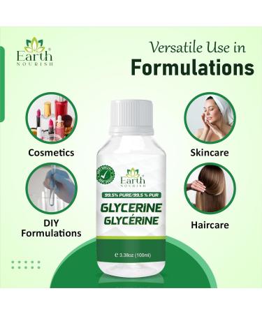 Earth Nourish Glycerin 3.38 Fl Oz / 100ml Pure Vegetable-Based Glycerin for DIY Skincare Haircare & Personal Care Formulations - Buy Online on GoSupps.com