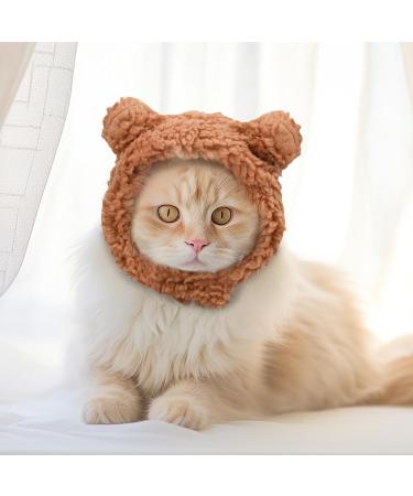 WLLHYF Cute Cat Winter Warm Bear Hat Soft Comfortable Adjustable Small Pet Headwear Costume Clothes for Cat Kitten Puppy Dog(Brown) - Buy Online on GoSupps.com