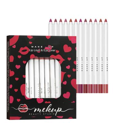 Lip Pencil Lip Pencil | Lip Pencil Sharpener 12-Pack Natural Matte Lip Makeup Pencils Waterproof Lip Gloss Nude Color for Girls and Women