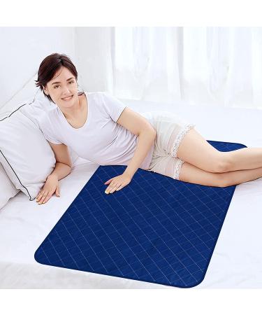 Washable Incontinence Bed Pad 34x52 Inch - Waterproof & Highly Absorbent - Dark Colored for Adults - Reusable Underpad - Navy - Buy Online on GoSupps.com