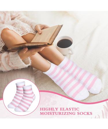Hicarer Aloe Socks Moisturising Spa Socks Aloe Infused Socks Non Slip Lotion Fuzzy Socks for Women Repairing Softening Dry Feet Cracked Feet Skins Pink and White - Buy Online on GoSupps.com