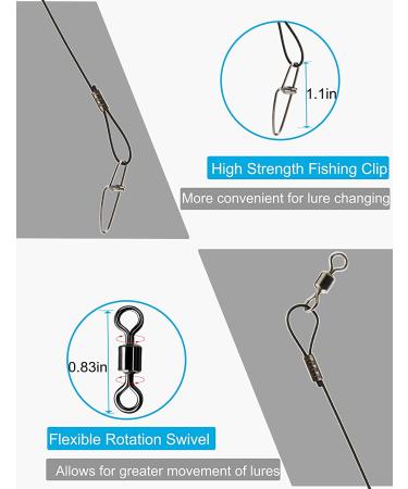 Facikono Fishing Leaders Wire 125LB - Heavy Duty Saltwater Wire with Swivels and Snaps - 19.68in Black - Buy Online on GoSupps.com