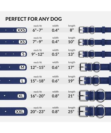 Collardirect Handmade Round Leather Dog Collar - Soft Padded Real Leather for Dogs & Cats - 15-18 cm - Available in Black Pink Red Purple Blue Marine - Buy Online on GoSupps.com