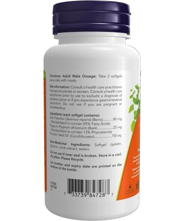 NOW Supplements Pygeum and Saw Palmetto 25/80mg Softgels 60 Count - Buy Online on GoSupps.com