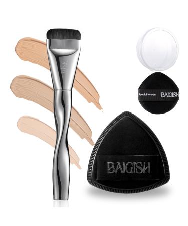 Makeup Sponge 1 Powder Puff +1 Smooth Foundation Brush for Liquid Cream and Makeup Super Soft Makeup Blender Latex Free Seamless Flawless Soft Setting Couple Set