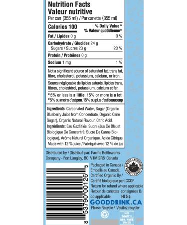 GoodDrink Organic Fruit Soda Blueberry - 355ml (Pack of 12) - Buy Online on GoSupps.com