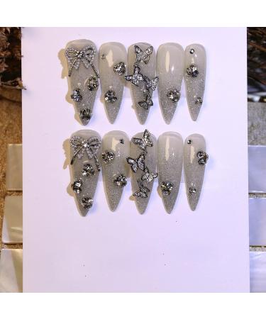 Bling Press on Nails Luxury Reusable Finish Fake Nails Handmade Nail Art with Design by Licensed Manicurist (L A) (A XL) A X-Large - Buy Online on GoSupps.com