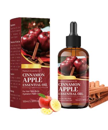 Apple Cinnamon Essential Oil Natural Scented Diffuser Oil with Dropper for Aromatherapy Natural Candle Making & Soap Making Scents Hair Care Face Skin Care & Body Massage for Home Office 3.53oz