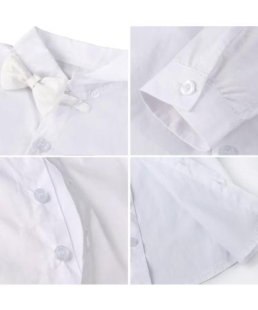 Mint Green Baby Boy Gentleman Wedding Suit Set 12-18 Months - 4pcs Long Sleeve Shirts, Trousers, Suspenders, Bowtie in White - Buy Online on GoSupps.com