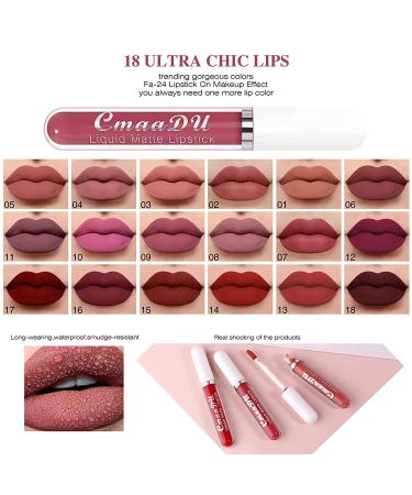 Gireatick 18 Matte Velvety Liquid Lipstick Set - Long Lasting & Waterproof Lip Stain - High Pigmented Lip Gloss Kit - Buy Online on GoSupps.com