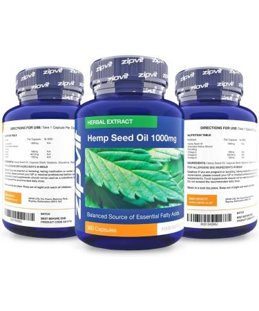 Hemp Oil 1000mg Supplement - 360 Softgel Capsules - 12 Months Supply - Buy Online on GoSupps.com