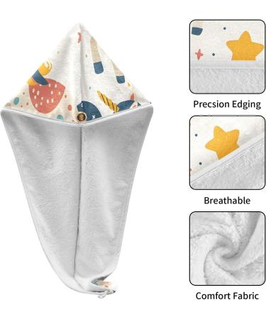 Unicorn Stars Hair Towel 2 Pack | Super Absorbent Quick Dry Hair Turbans for Women & Girls - Buy Online on GoSupps.com