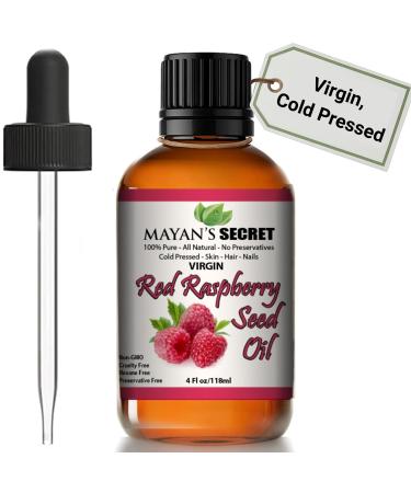 Mayan's Secret Red Raspberry Seed Oil Cold Pressed Unrefined (Virgin) Undiluted 100% Natural for face hands scars and breakouts (1 fl oz) (Red Raspberry Seed Oil 4 fl oz) Red Raspberry Seed Oil 4 Fl Oz (Pack of 1)