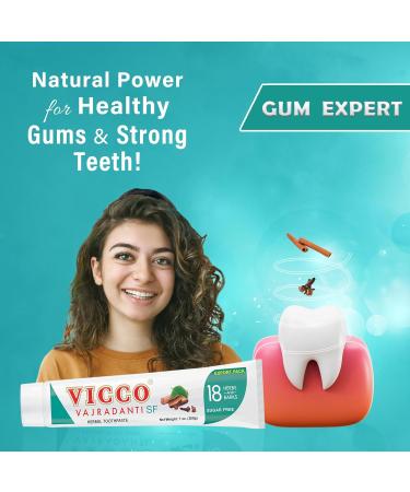 Vicco Vajradanti Herbal Toothpaste - Natural Astringent & Analgesic 18 Herbs Vegan Cruelty-Free Sugar-Free 3-Pack 7oz - Buy Online on GoSupps.com
