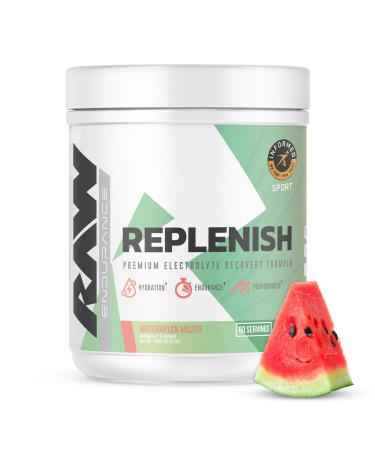 RAW Replenish Premium Electrolytes Powder Recovery Formula Watermelon Mojito (60 Servings) - Flavored Electrolyte Drink Mix Supplement for Hydration Replenishment Endurance & Performance
