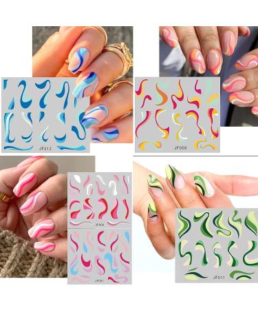 36 French Tip Nail Stickers | Self-Adhesive 3D Nail Art Supplies for Women | Abstract Design Nail Decals and Stamp - Buy Online on GoSupps.com