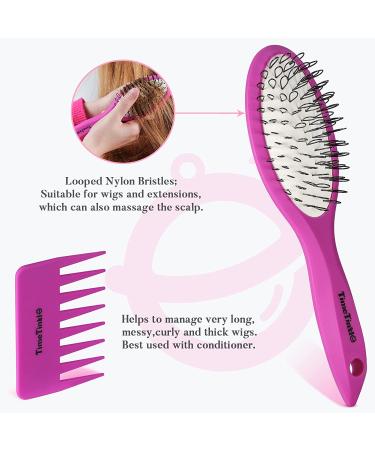 TimeTinkle Wig Brush Comb Set - Loop Brush & Mini Comb for Synthetic & Human Hair Wigs - Buy Online on GoSupps.com