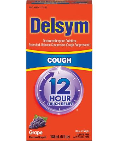 Delsym Adult Cough Suppressant Liquid - Grape Flavor - 5 oz - Pack of 1 - Buy Online on GoSupps.com