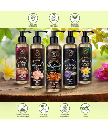 Buy Sandalwood Massage Oil 200ml - Relaxing Body Care Oil with Almond Grape Seed & Jojoba Oils - Perfect for All Skin Types & Couples - Buy Online on GoSupps.com