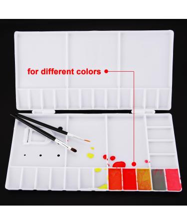 2Pcs Watercolor Palette Folding Paint Tray Plastic Painting Pallet with 25  Compartments, Thumbhole and Brush Holders, White – FCLUB Art Supply