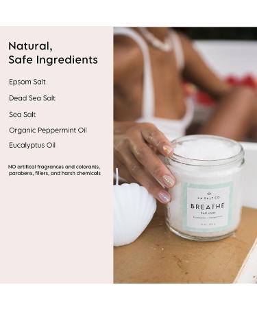 LA SALT CO Breathe Aromatherapy Bath Salt Soak | Epsom & Dead Sea Salt, Peppermint & Eucalyptus Oils | Natural Therapeutic Relief - 14 oz - Buy Online on GoSupps.com