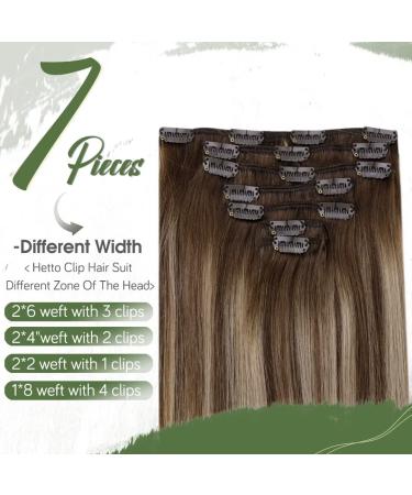 Hetto Real Hair Clip-In Balayage Extensions | Chocolate Brown to Caramel Blonde | #4/27/4 | 120g 45cm - Buy Online on GoSupps.com
