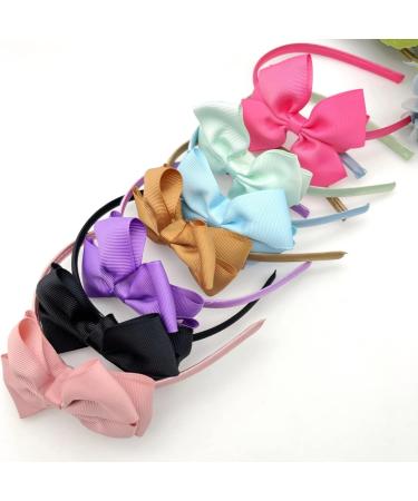 CCHAMP 7x Multicolor bow headbands for girls alice bands bowknot hairbands satin head bands for girls women kids birthday party favours giveaways gift present - Buy Online on GoSupps.com