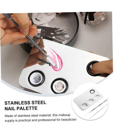3pcs Nail Art Palette Set - Manicure Tools with Spatula | Metal Nail Polish Trays for Professional Nail Painting - Buy Online on GoSupps.com