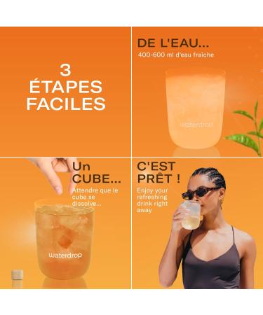 waterdrop Th Glac P che 36 cubes d'Ice Tea Sans Sucre Saveur Th Noir + P che Pastilles d'eau aromatis es pour boissons Extraits naturels de fruits et de plantes Enrichi en vitamines - Buy Online on GoSupps.com