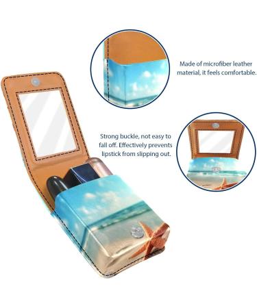 Travel Lipstick Organizer Case - Portable Makeup Bag with Mirror | Starfish Ocean Design for Beach Lovers - Buy Online on GoSupps.com