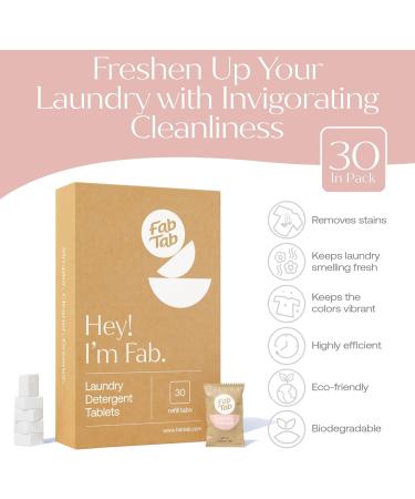 Plastic-Free Laundry Detergent Tablets | Gentle Plant-Based Natural Cleaning | Stain Remover | 30 Tablets with Fresh Laundry Scent - Buy Online on GoSupps.com