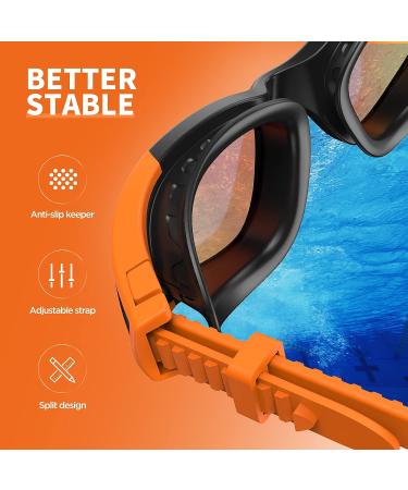 SwimStars Adult Swim Goggles - Anti-Fog UV Protection, No Leaking, Orange/Black Mirrored Lens for Pool & Open Water Swimming - Buy Online on GoSupps.com