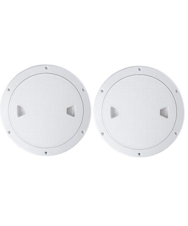 YaeMarine 2-Pack 6" Boat Deck Cover Marine Inspection Hatch Deck Plate Access & Lid Round Non-Slip RV White, Opening Dia : 6" 151mm,External Dia : 7-4/5" 198mm