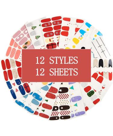 NICENEEDED 16 Sheets Christmas Theme Nail Art Stickers Strips Self-Adhesive Full Wrap Nail Polish Stickers Manicure Decoration Kit With 1Pc Nail File For Women Girls Nail DIY - Buy Online on GoSupps.com