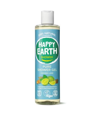 HAPPY EARTH Happy Earth Body Wash for Men and Women 100% Natural Ingredients & Vegan Cedar Lime 300ml