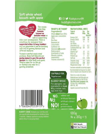 Kiddylicious Apple Soft Biscotti 7+ Months 6x20g - Healthy Snack for Babies - Buy Online on GoSupps.com