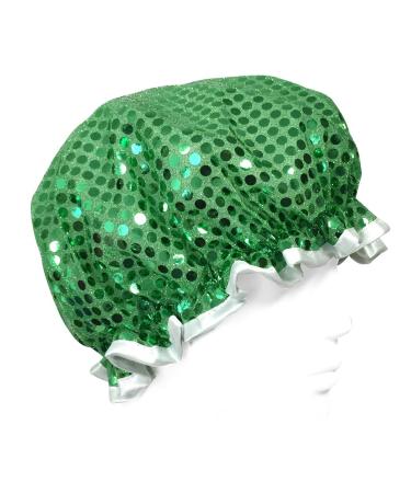 Wrapables Trendy Satin Shower Cap  Green Glitter